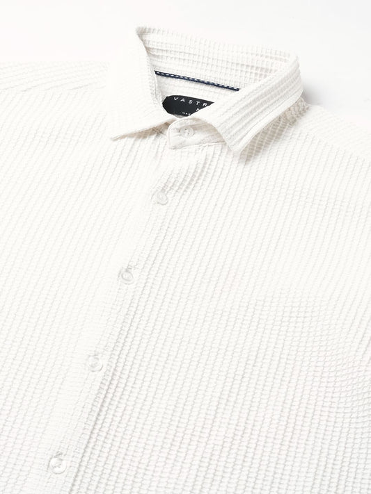 Snow White Mini Checks Textured Shirt