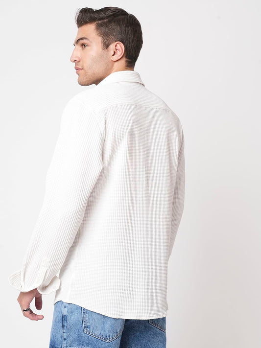 Snow White Mini Checks Textured Shirt