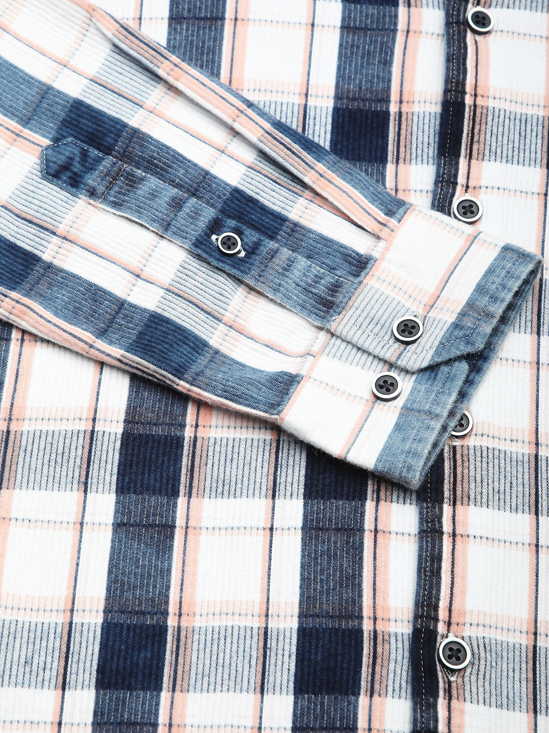 Twilight Navy & White Plaid Checks Corduroy Shirt