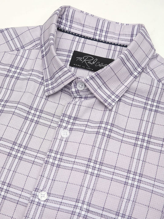 Premium Cotton Lilac & White Tartan Checked Shirt