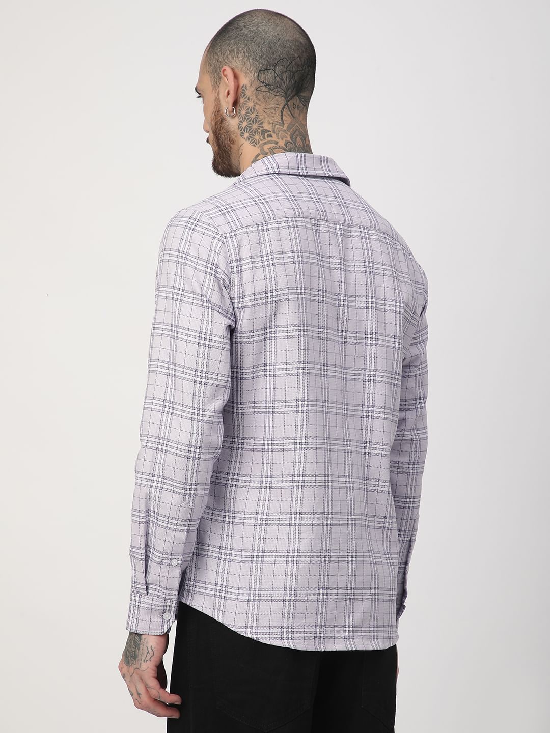 Premium Cotton Lilac & White Tartan Checked Shirt