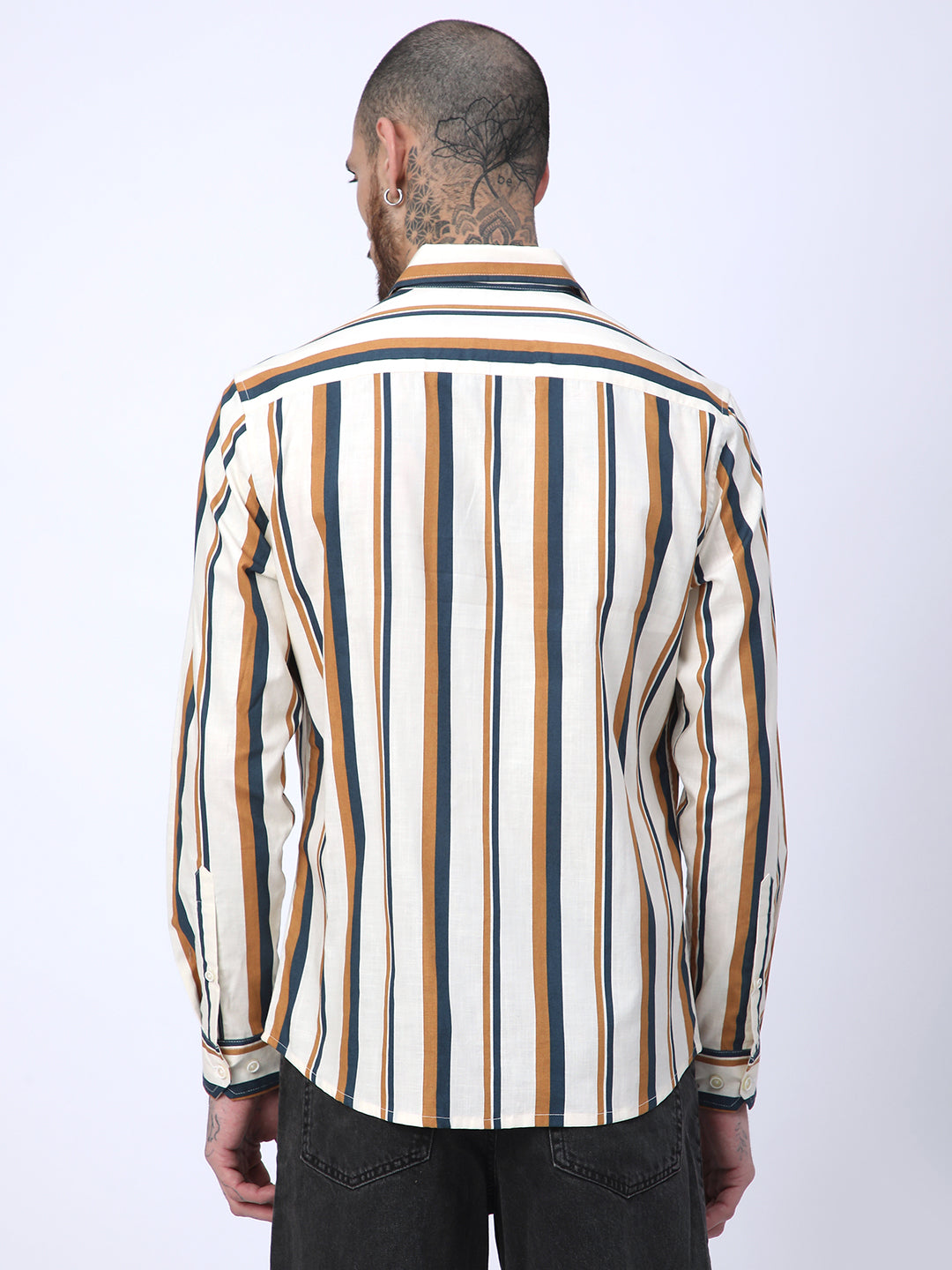 Cream & Teal Awning Stripes Shirt