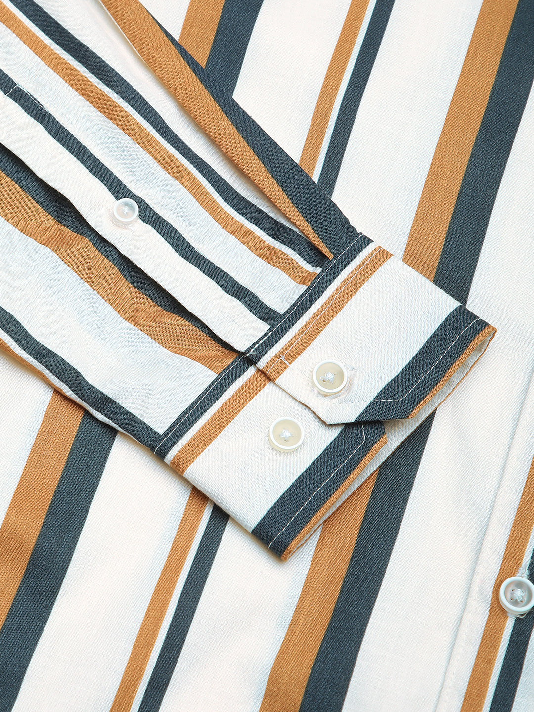 Cream & Teal Awning Stripes Shirt