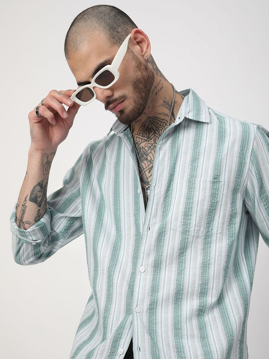 Multicolour Seersucker Striped Shirt