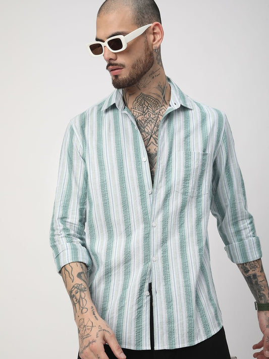 Multicolour Seersucker Striped Shirt