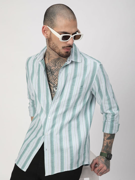 Multicolour Seersucker Striped Shirt