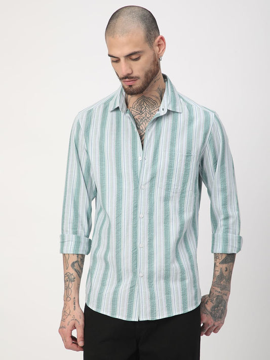 Multicolour Seersucker Striped Shirt