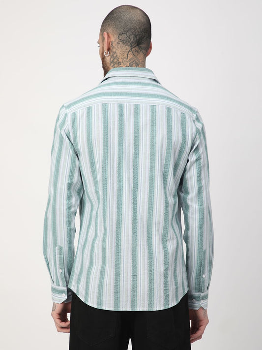 Multicolour Seersucker Striped Shirt