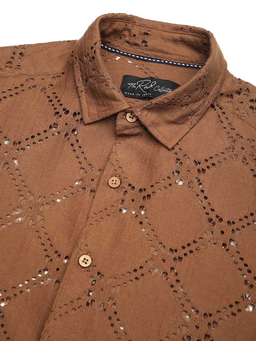 Russet Brown Crochet Shirt