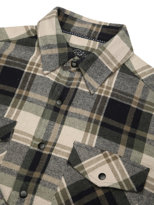 Multicolour Tartan Checked Double Pocket Flannel Shirt