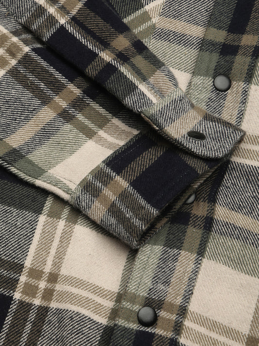 Multicolour Tartan Checked Double Pocket Flannel Shirt