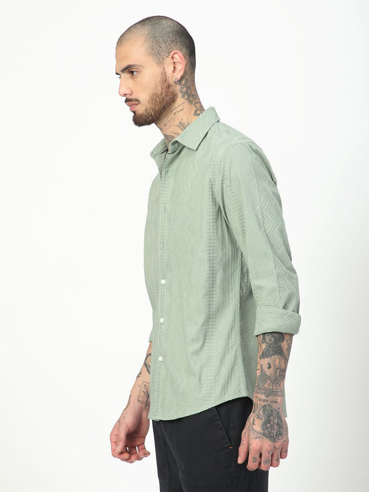 Premium Cotton Sage Green Embroidered Shirt