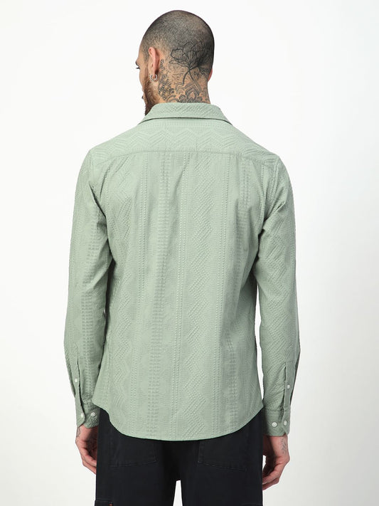 Premium Cotton Sage Green Embroidered Shirt