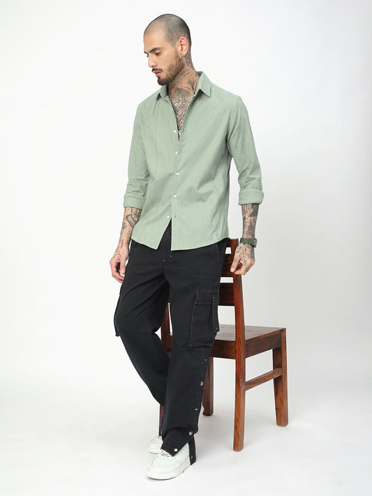 Premium Cotton Sage Green Embroidered Shirt