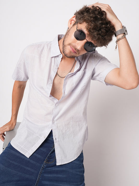 Cloud Grey Embroidered Shirt