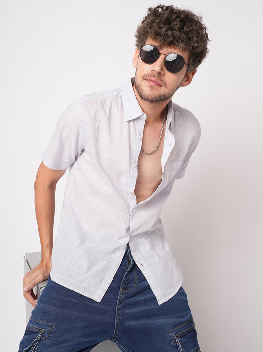 Cloud Grey Embroidered Shirt