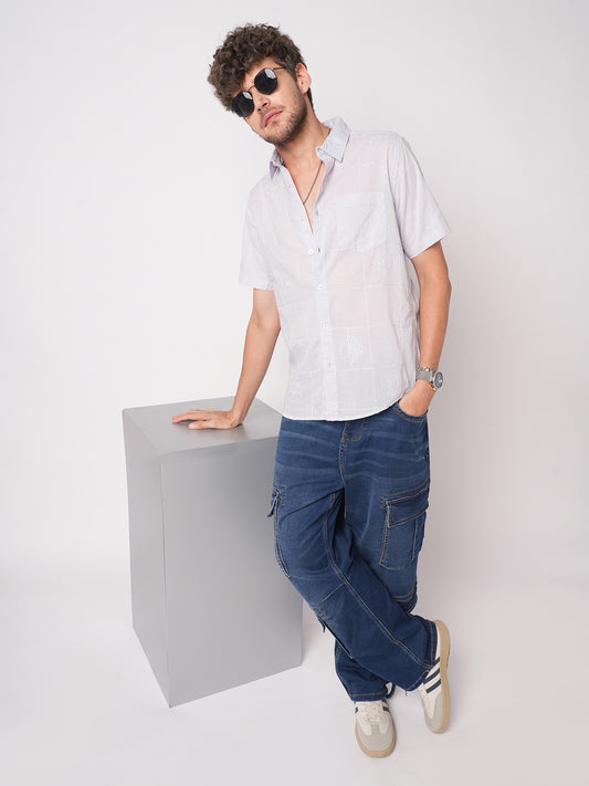 Cloud Grey Embroidered Shirt