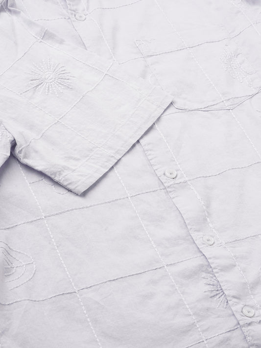 Cloud Grey Embroidered Shirt
