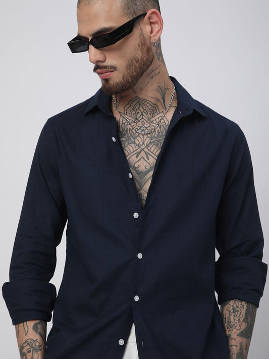 Ritzy Navy Solid Shirt