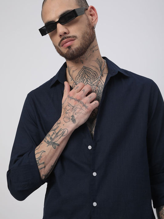 Ritzy Navy Solid Shirt