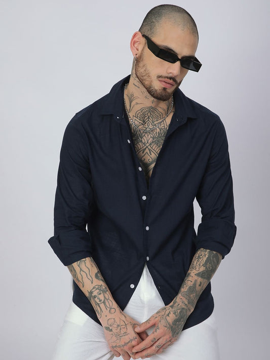 Ritzy Navy Solid Shirt