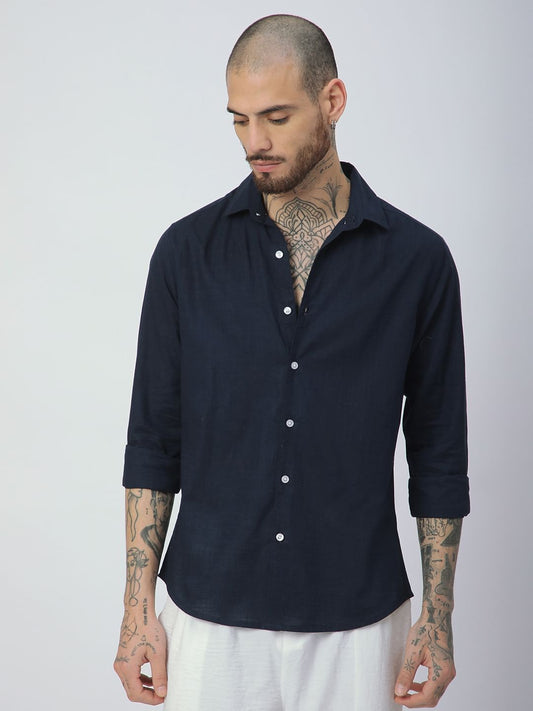 Ritzy Navy Solid Shirt