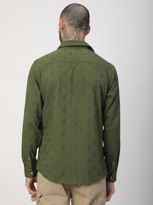 Basil Green Botanical Jacquard Shirt