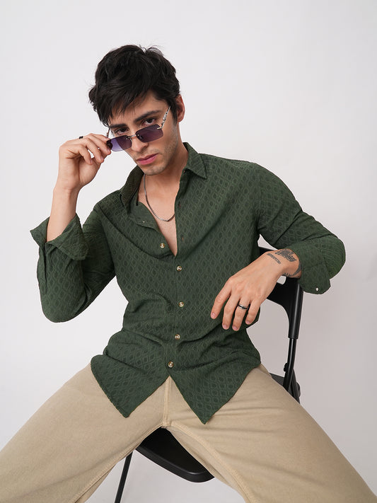 Pine Green Diamond Jacquard Shirt