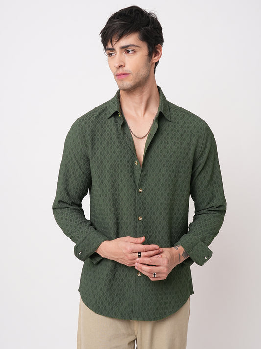 Pine Green Diamond Jacquard Shirt