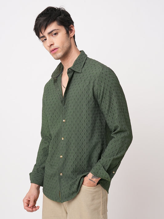 Pine Green Diamond Jacquard Shirt