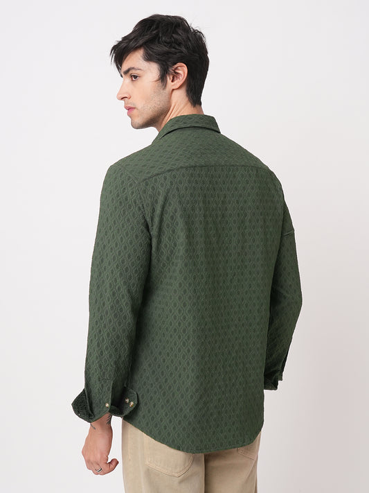 Pine Green Diamond Jacquard Shirt