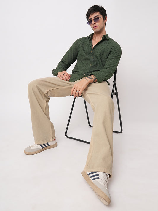 Pine Green Diamond Jacquard Shirt