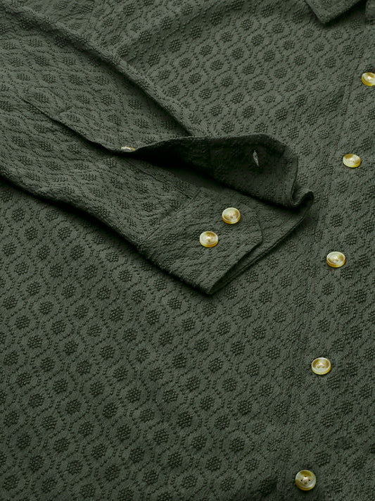 Pine Green Diamond Jacquard Shirt