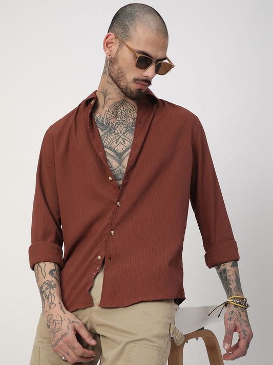 Pecan Brown Textured Shirt