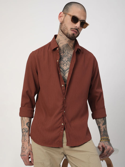 Pecan Brown Textured Shirt