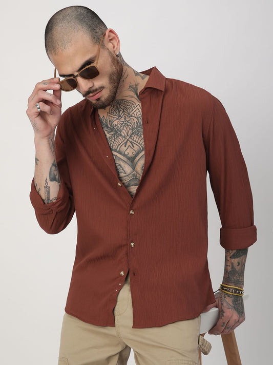 Pecan Brown Textured Shirt