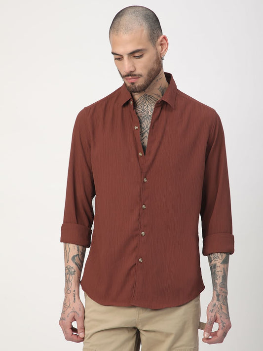 Pecan Brown Textured Shirt