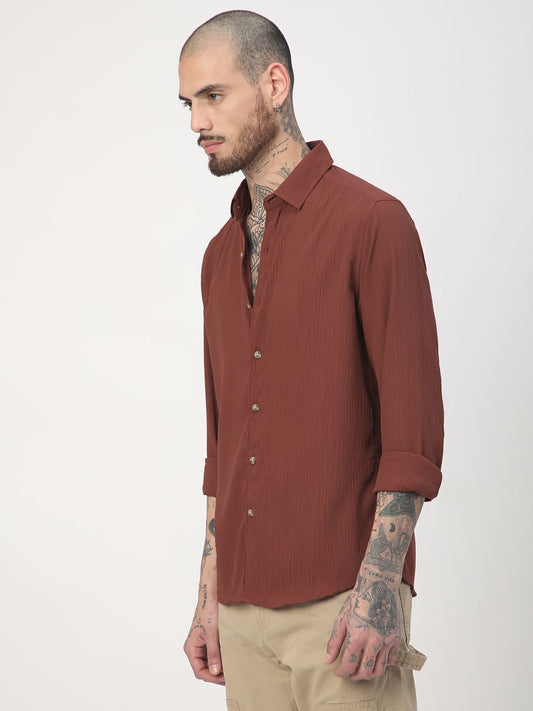 Pecan Brown Textured Shirt