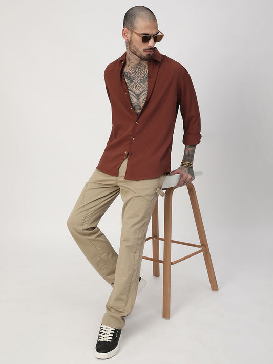 Pecan Brown Textured Shirt