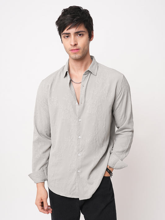 Panache Floral Grey Embossed Shirt