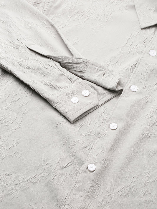 Panache Floral Grey Embossed Shirt