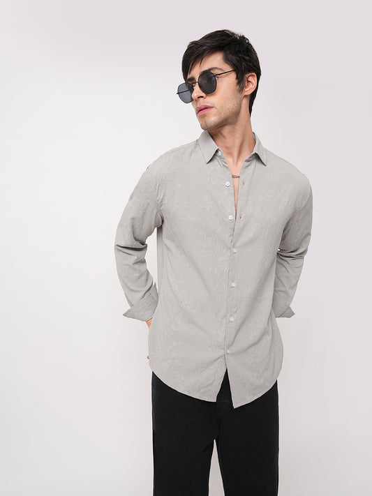 Panache Floral Grey Embossed Shirt