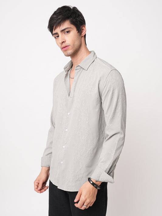 Panache Floral Grey Embossed Shirt