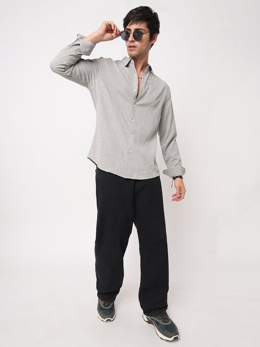Panache Floral Grey Embossed Shirt