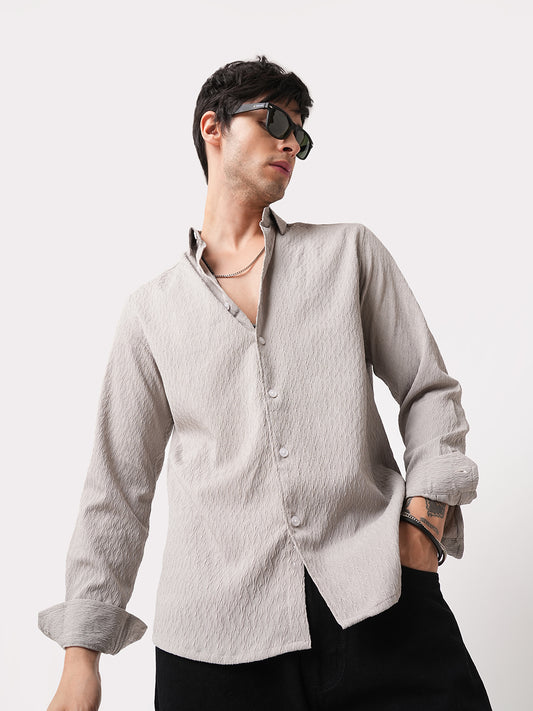 Ornate Cloud Grey Jacquard Shirt