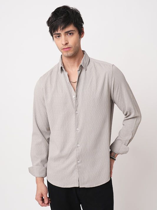 Ornate Cloud Grey Jacquard Shirt