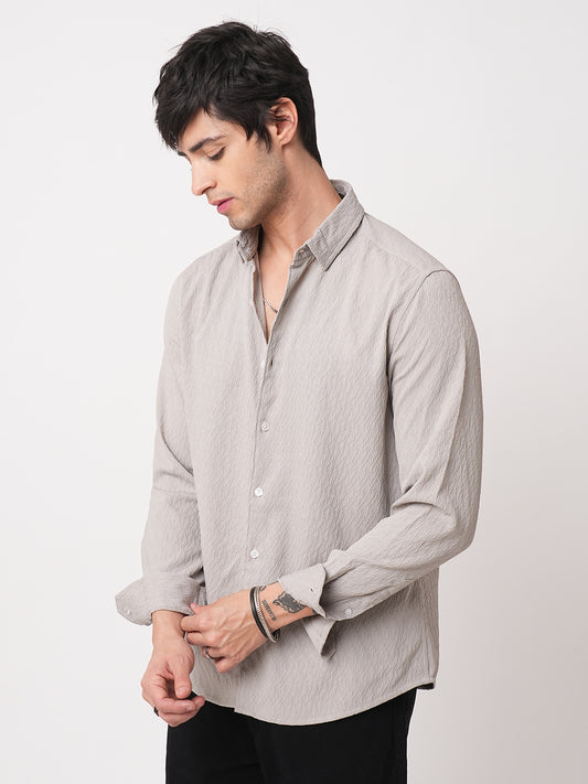 Ornate Cloud Grey Jacquard Shirt