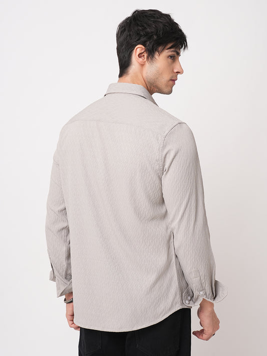 Ornate Cloud Grey Jacquard Shirt