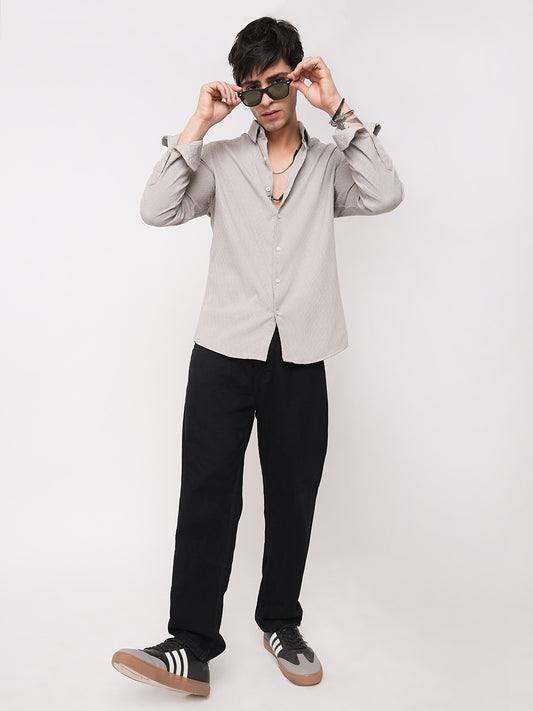 Ornate Cloud Grey Jacquard Shirt
