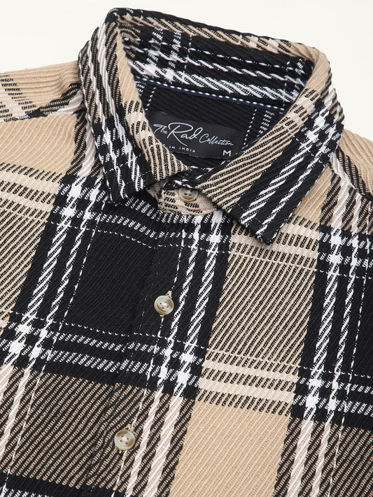 Black & Beige Heavy Twill Broad Checks Shirt